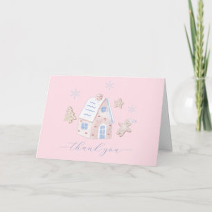 Cute Girl Gingerbread Village Baby Shower Thank You Card