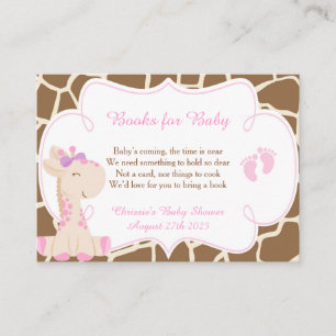 Cute Girl Giraffe Book Request for Baby Shower Enclosure Card