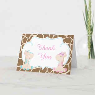 Cute Girl Giraffe Thank You Card