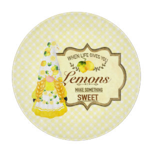 Cute Girl Gnome and Lemons   Cutting Board