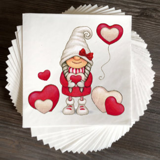 Cute Girl Gnome Fairytale Red Garden Gnomes Party  Napkin