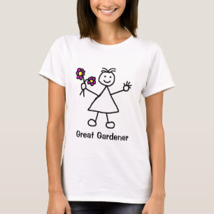 Cute Girl Great Gardener Flowers Cartoon T-Shirt