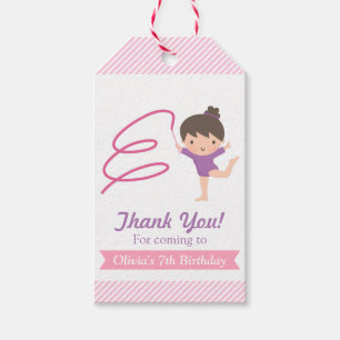 Cute Girl Gymnastics Kids Birthday Party Tags