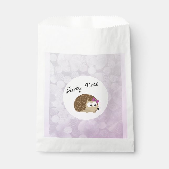 Cute Girl Hedgehog Party Time Favour Bags (Front)