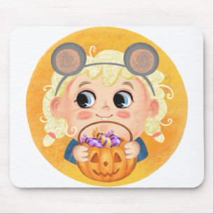 Cute girl in a Mousy Halloween costume Mouse Pad