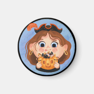 Cute girl in a pirate Halloween costume Candy Tin Magnet