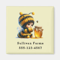 Cute Girl in Bee Costume with Honey Business