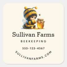 Cute Girl in Bee Costume with Honey Business