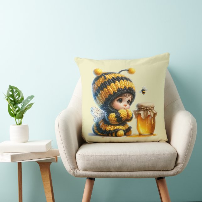 Cute Girl in Bee Costume with Honey Cushion (Chair)