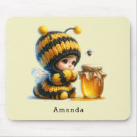 Cute Girl in Bee Costume with Honey