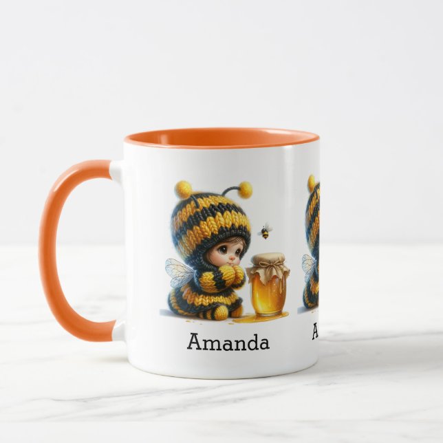 Cute Girl in Bee Costume with Honey Mug (Left)