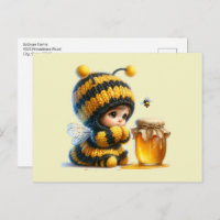 Cute Girl in Bee Costume with Honey