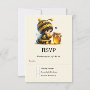 Cute Girl in Bee Costume with Honey RSVP Card
