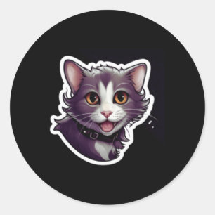 Cute Girl In Cat Beautiful Sticker1  Classic Round Sticker