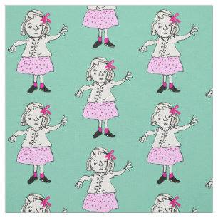 Cute girl in pink and mint fabric