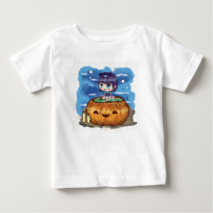 Cute Girl in Pumpkin Halloween Baby Fine Jersey T-Shirt