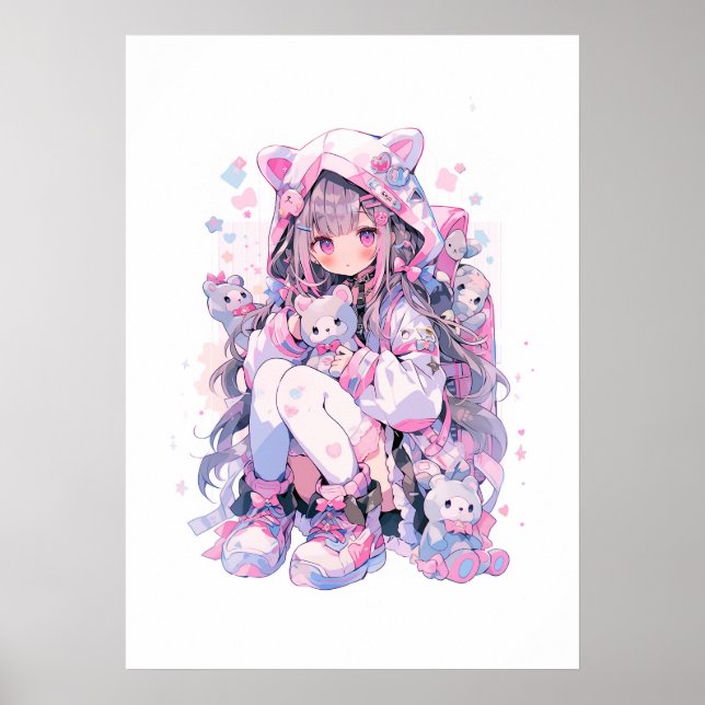 Cute Girl Kawaii Style Anime Poster (Front)