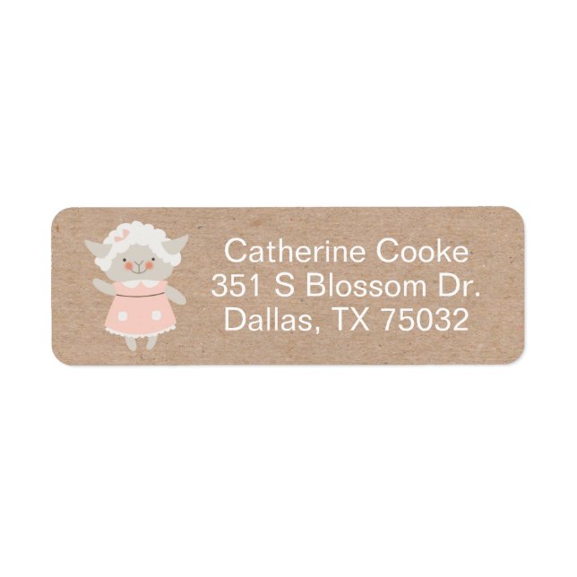 Cute Girl Lamb Return Address Label (Front)