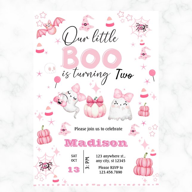 Cute Girl Little Boo Halloween Birthday Any Year  Invitation (Creator Uploaded)