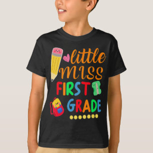 Cute Girl Little Miss First Grade  Back To School  T-Shirt