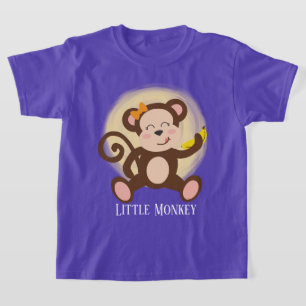 cute girl little monkey add text T-Shirt