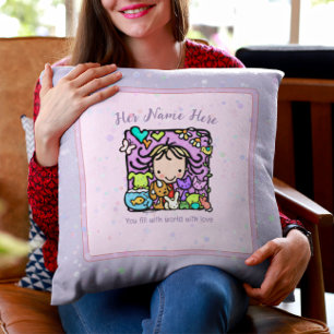 Cute Girl Loves Animals Veterinarian Gift Cushion