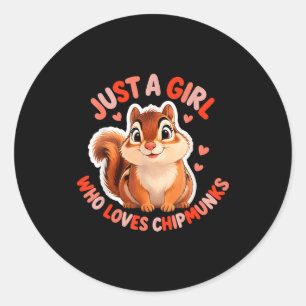 Cute Girl Loves Chipmunks Costume Kids Boys Girls Classic Round Sticker