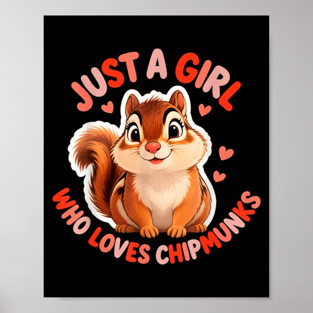 Cute Girl Loves Chipmunks Costume Kids Boys Girls  Poster (Front)
