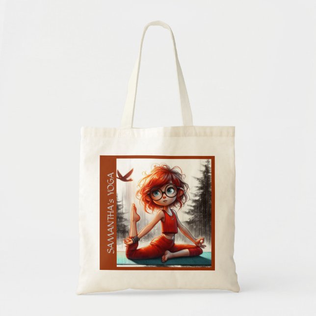 Cute girl meditation fitness yoga healing life  tote bag (Front)