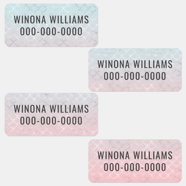 Cute Girl Mermaid Kids Name Phone School Clothing (Group)