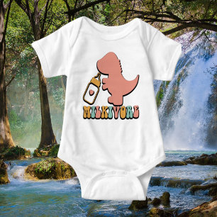 cute girl milk dinosaur baby bodysuit
