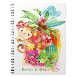 Cute Girl Monkey Climbing Tree Notebook
