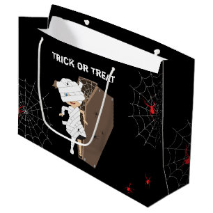 Cute Girl Mummy Coffin Halloween Large Gift Bag