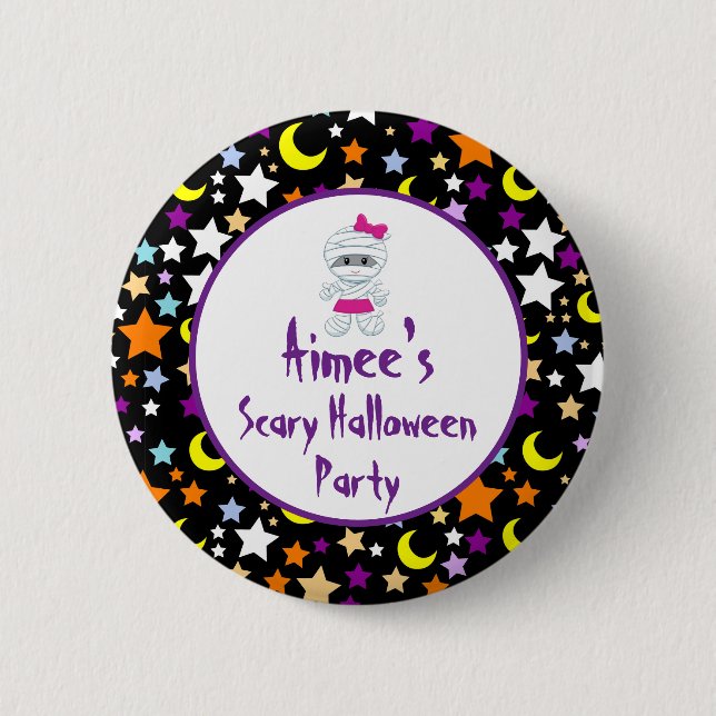 Cute Girl Mummy Halloween Party 6 Cm Round Badge (Front)