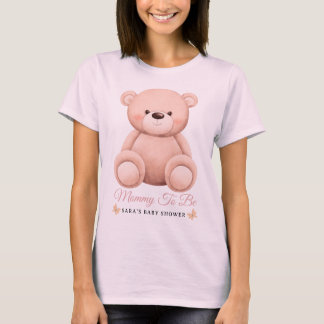 Cute Girl Orange Teddy Bear Mommy To BeBaby Shower T-Shirt