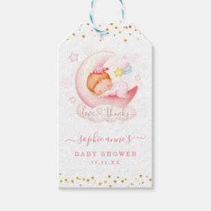 Cute Girl Over The Moon Baby Shower Baby Shower Gift Tags