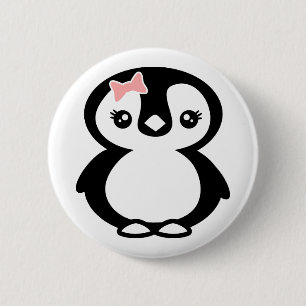 Cute Girl Penguin 6 Cm Round Badge