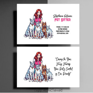 Cute Girl Pet Sitter Dog Walker  Business Card