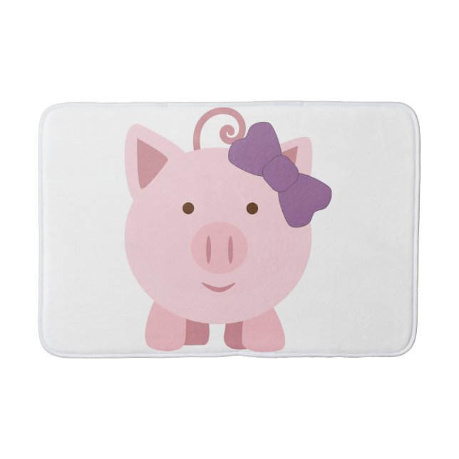 Cute Girl Pig Bath Mat (Front)