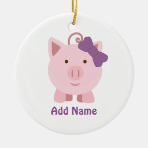 Cute Girl Pig Ceramic Tree Decoration