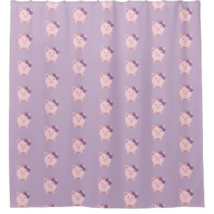 Cute Girl Pig Pattern  Shower Curtain