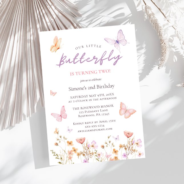 Cute Girl Pink 2nd Birthday Invitation (Creator Uploaded)