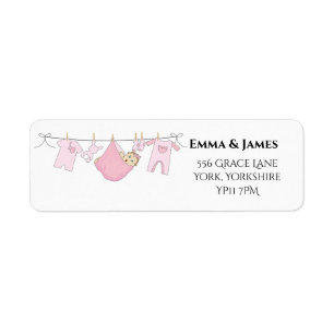 Cute Girl Pink Baby Shower Address Label
