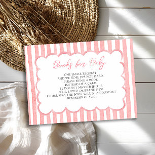 Cute Girl Pink Ribbon Stripes Books for Baby Enclosure Card