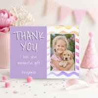 Cute Girl Pink Thank you Birthday Photo