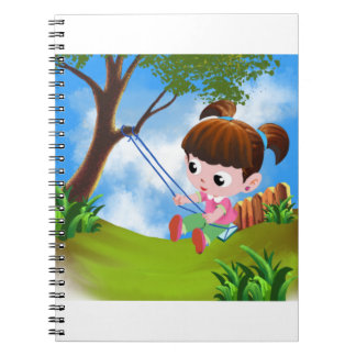 cute girl playing on the swing notebook