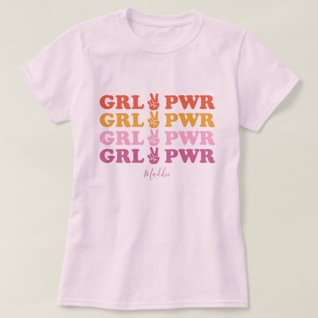 Cute Girl Power Peace Sign T-Shirt (Design Front)