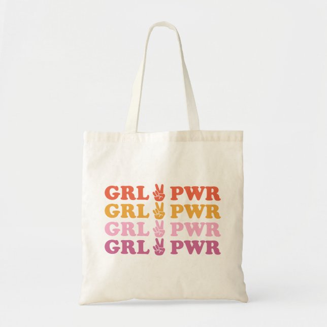 Cute Girl Power Peace Sign Tote Bag (Front)