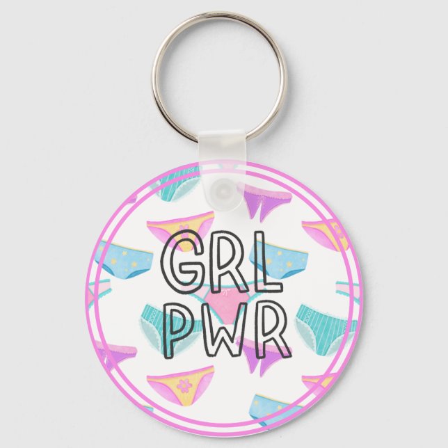 Cute Girl Power Underwear Girly Key Ring (Front)
