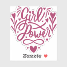 Cute Girl Power with Flowers and Heart